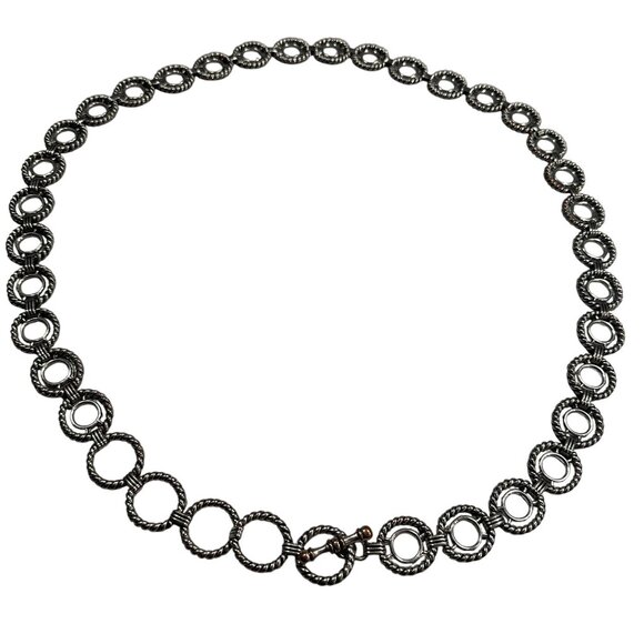 Rope Circle Chain Link Statement Belt Vintage T Bar Clasp Silver Adjustable - Picture 4 of 16
